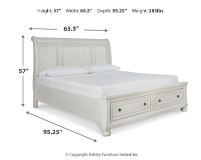 Robbinsdale Queen Sleigh Storage Bed, Dresser and Mirror - B742B5