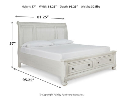 Robbinsdale King Sleigh Storage Bed, Dresser and Mirror - B742B29