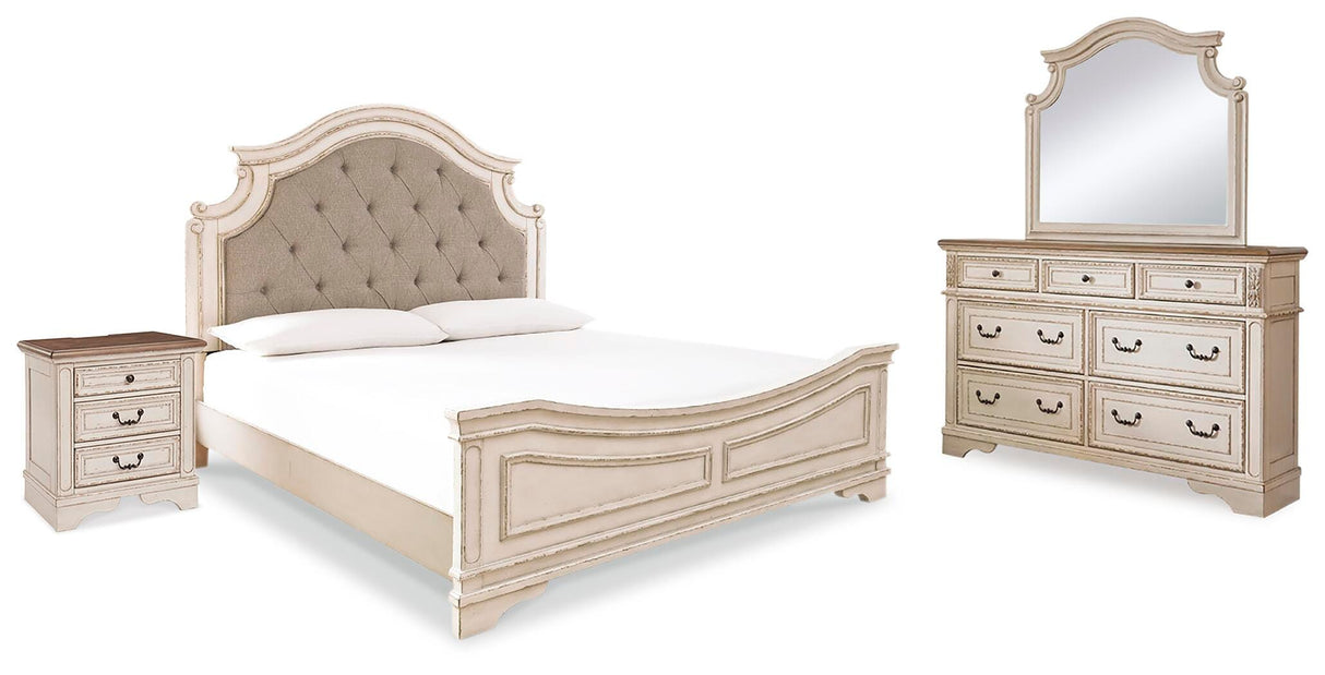 Realyn California King Panel Bed, Dresser, Mirror and Nightstand - B743B31