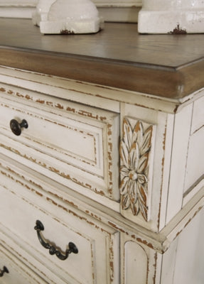 Realyn King Upholstered Panel Bed, Dresser, Mirror and Nightstand - B743B33