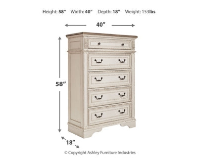Realyn King Panel Bed, Dresser, Mirror, Chest and 2 Nightstands - B743B48