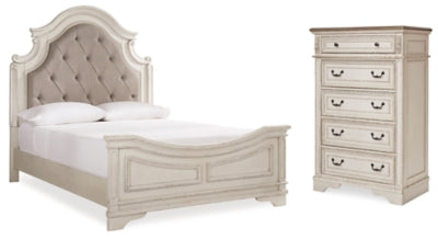 Realyn Queen Upholstered Panel Bed and Chest - B743B54