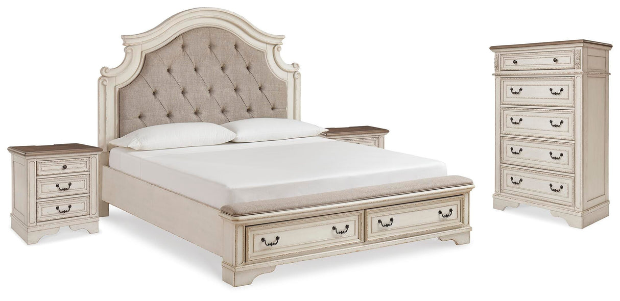 Realyn King Storage Bed, Chest and 2 Nightstands - B743B50