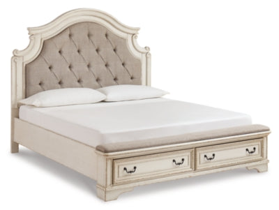 Realyn California King Upholstered Bed, Dresser, Mirror and Chest - B743B25