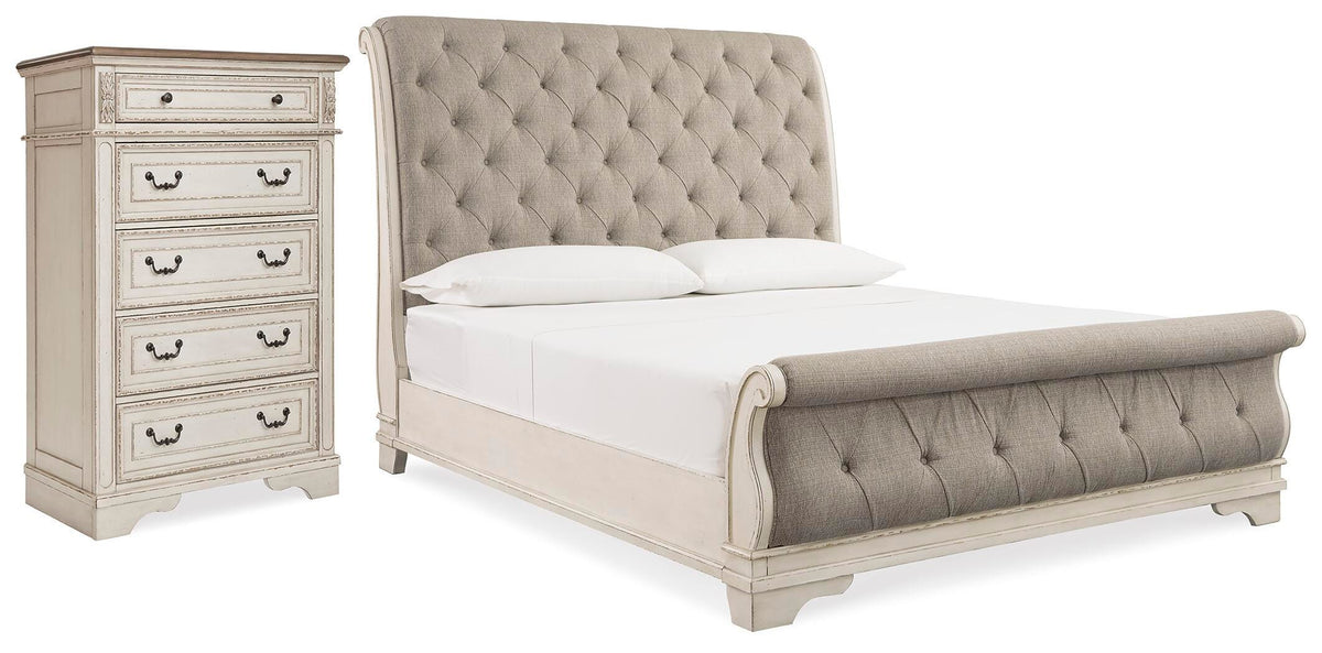 Realyn Queen Upholstered Sleigh Bed and Chest - B743B29