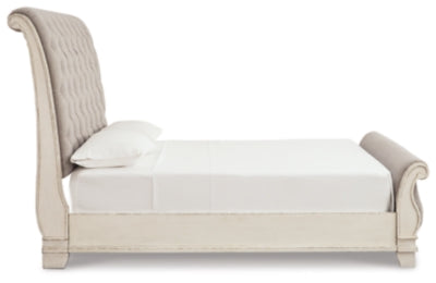 Realyn King Upholstered Sleigh Bed, Dresser, Mirror and 2 Nightstands - B743B51
