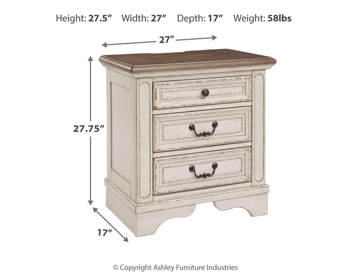 Realyn Queen Upholstered Panel Bed and 2 Nightstands - B743B55