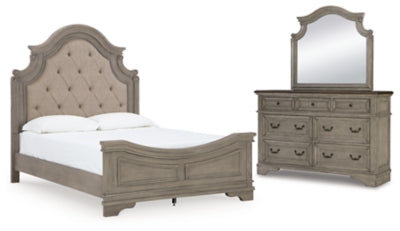 Lodenbay Queen Upholstered Panel Bed, Dresser and Mirror - B751B3