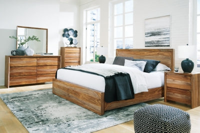 Dressonni California King Panel Bed, Dresser and Mirror - B790B7
