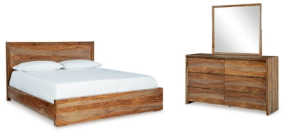 Dressonni California King Panel Bed, Dresser and Mirror - B790B7
