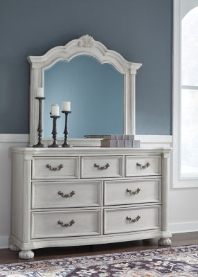 Montelaine Queen Upholstered Panel Bed, Dresser and Mirror - B795B4