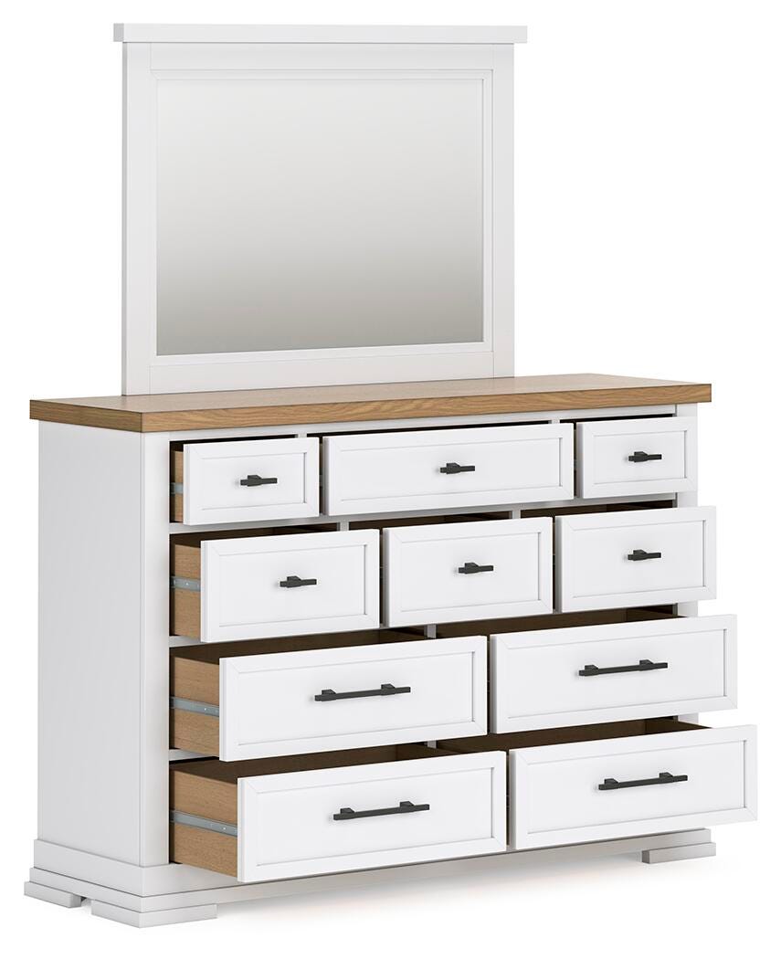 Ashbryn Queen Panel Storage Bed, Dresser and Mirror - B844B3