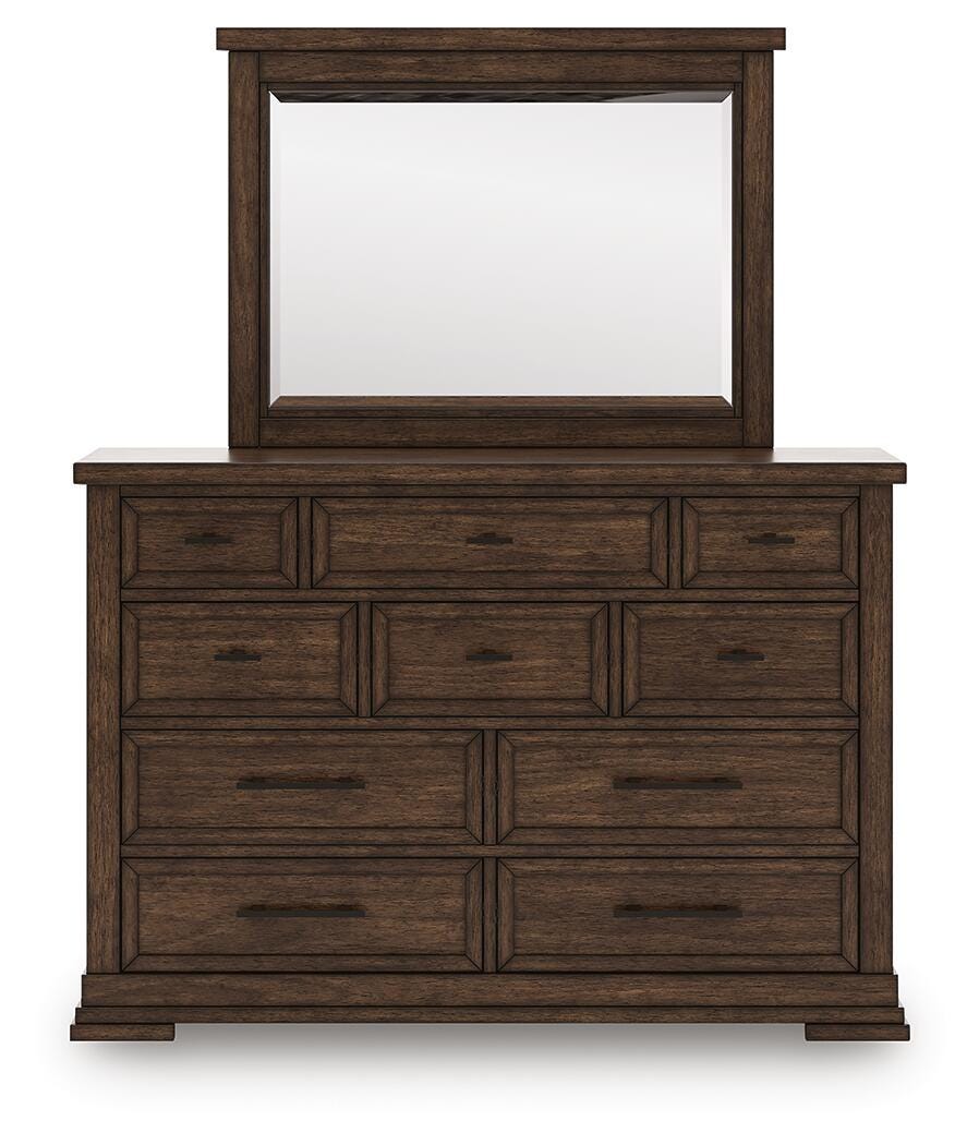 Taffenbrook Queen Panel Storage Bed, Dresser and Mirror - B849B3