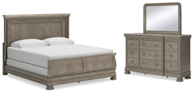 Lexorne California King Sleigh Bed, Dresser and Mirror - B924B9