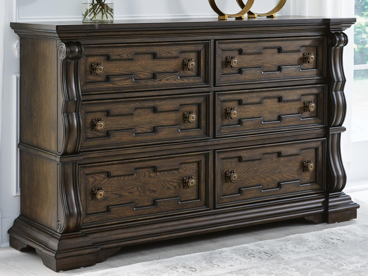 Maylee Queen Upholstered Bed, Dresser, Chest and Nightstand - B947B12