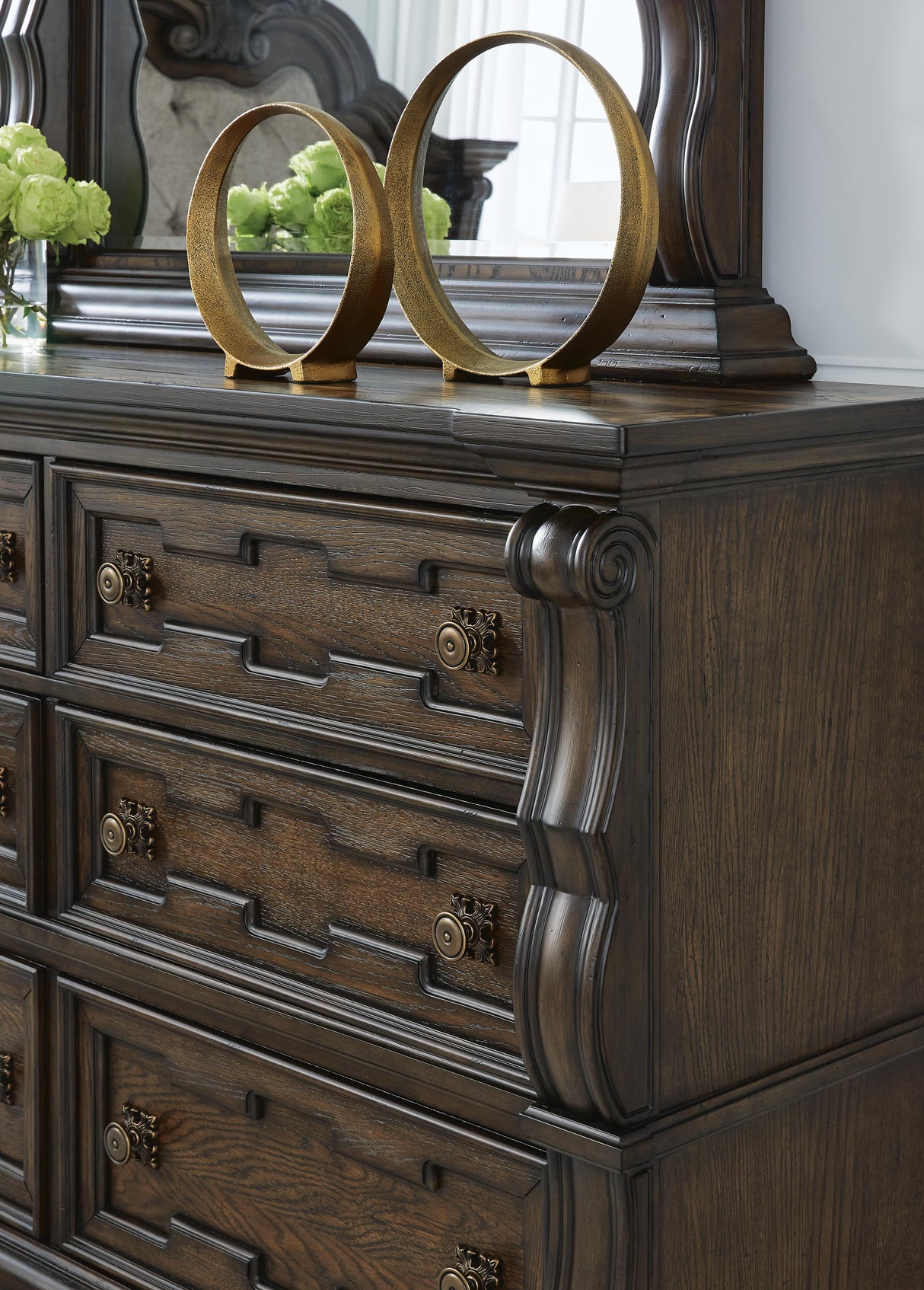 Maylee Queen Upholstered Bed, Dresser, Chest and Nightstand - B947B12