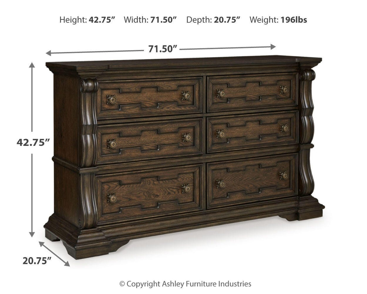 Maylee Queen Upholstered Panel Bed, Dresser and 2 Nightstands - B947B20