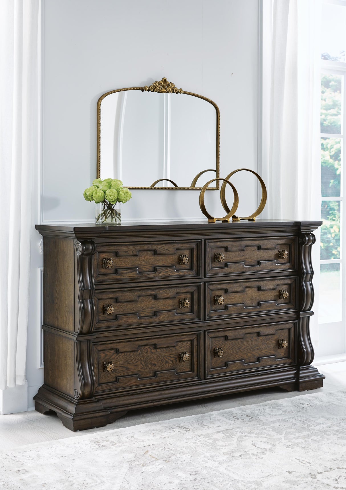 Maylee Queen Upholstered Panel Bed, Dresser and 2 Nightstands - B947B20