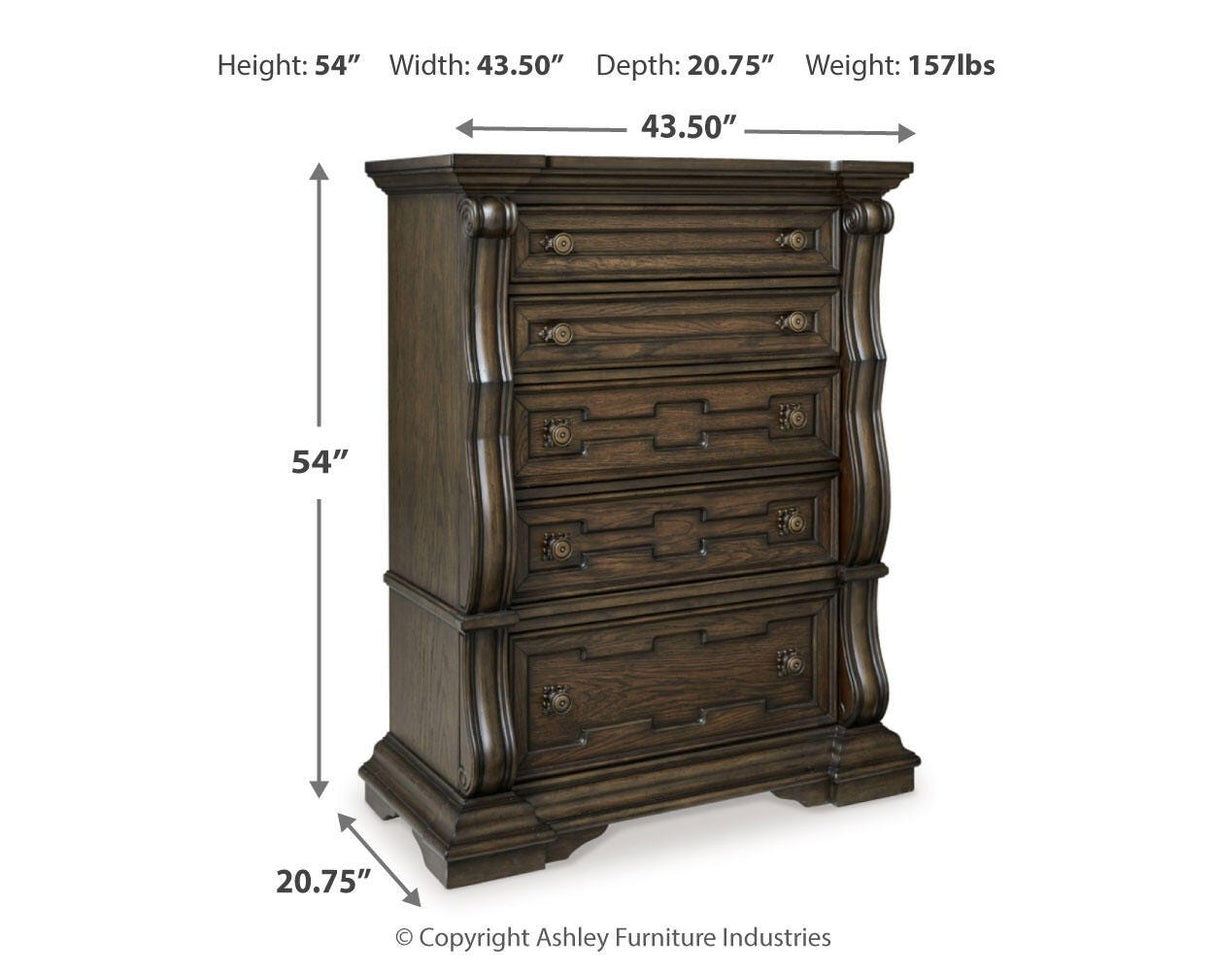 Maylee King Upholstered Panel Bed, Chest and 2 Nightstands - B947B19
