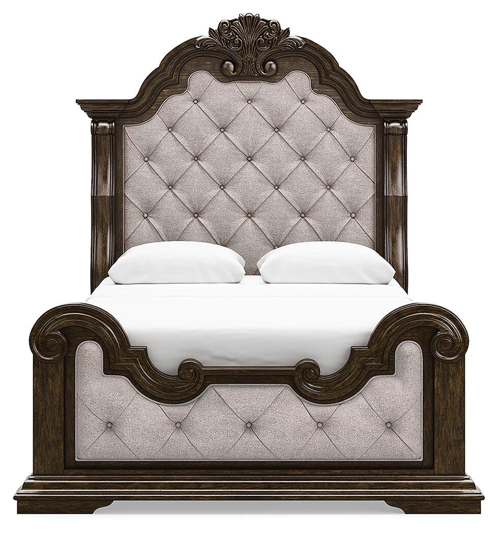 Maylee Queen Upholstered Panel Bed, Dresser and 2 Nightstands - B947B20