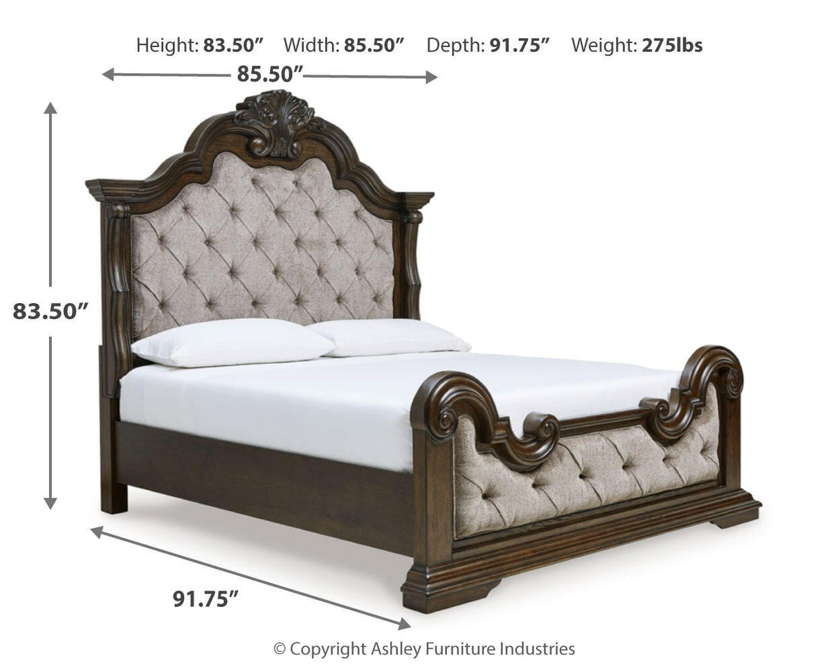 Maylee King Upholstered Panel Bed, Chest and 2 Nightstands - B947B19