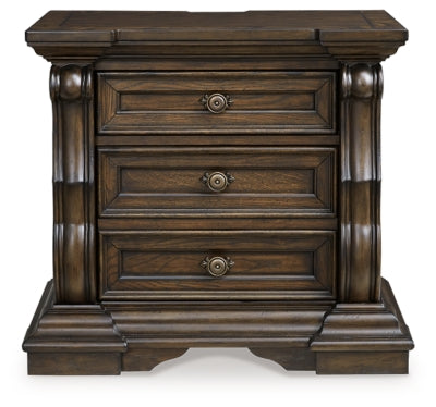 Maylee Queen Upholstered Panel Bed, Dresser, Mirror and Nightstand - B947B18