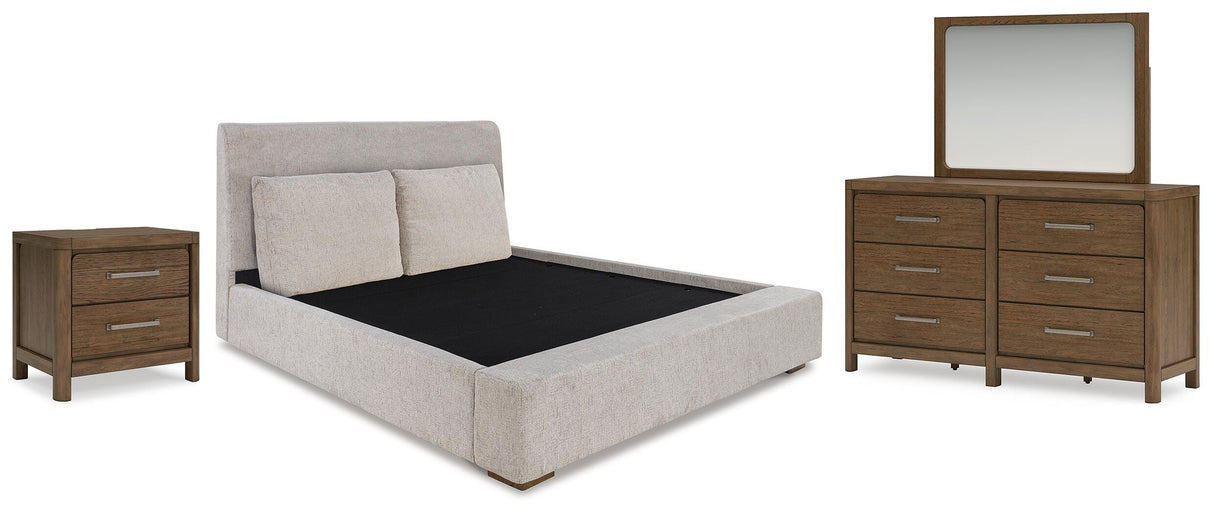 Cabalynn King Upholstered Bed, Dresser, Mirror and Nightstand - B974B14