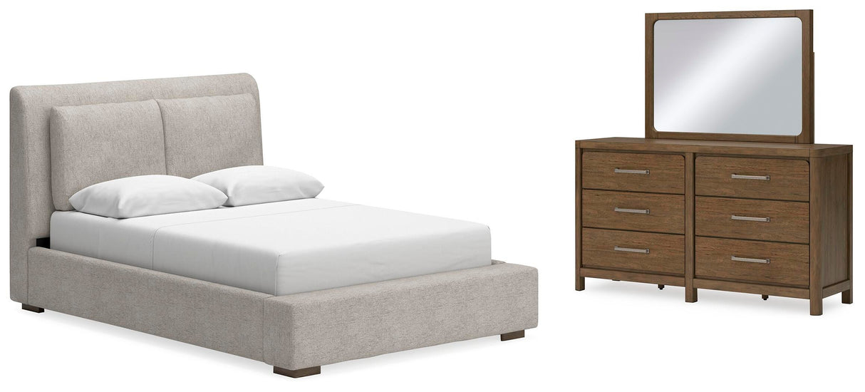 Cabalynn Queen Upholstered Bed, Dresser and Mirror - B974B3