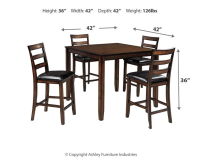 Coviar Counter Height Dining Table and Bar Stools (Set of 5) - D385-223
