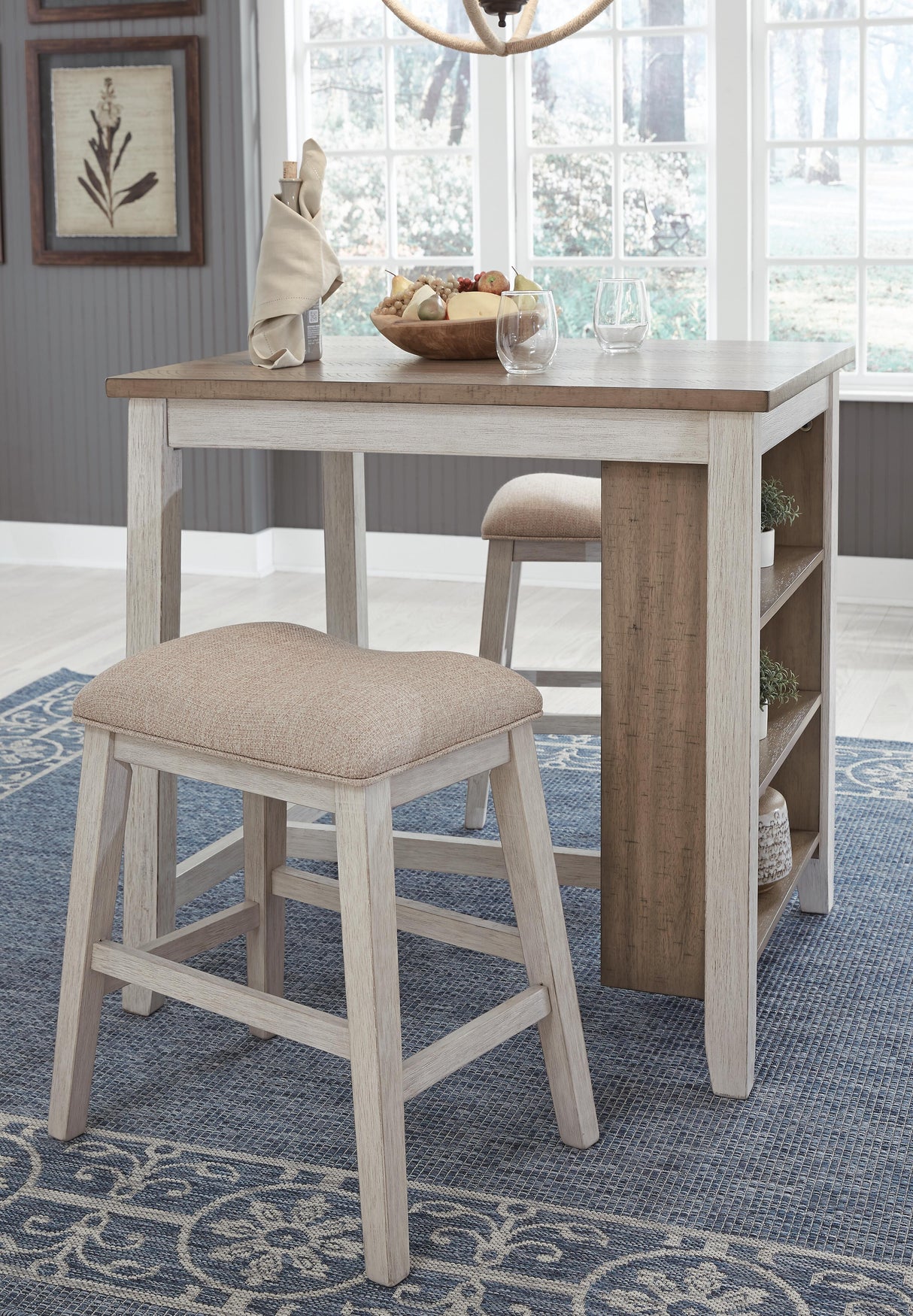 Skempton Counter Height Dining Table and Bar Stools (Set of 3) - D394-113