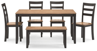 Gesthaven Dining Table with 4 Chairs and Bench (Set of 6) - D396-325
