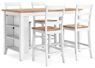 Gesthaven Counter Height Dining Table and 4 Barstools - D398D2