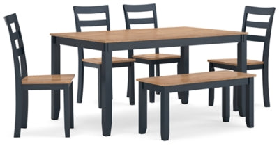 Gesthaven Dining Table with 4 Chairs and Bench (Set of 6) - D399-325