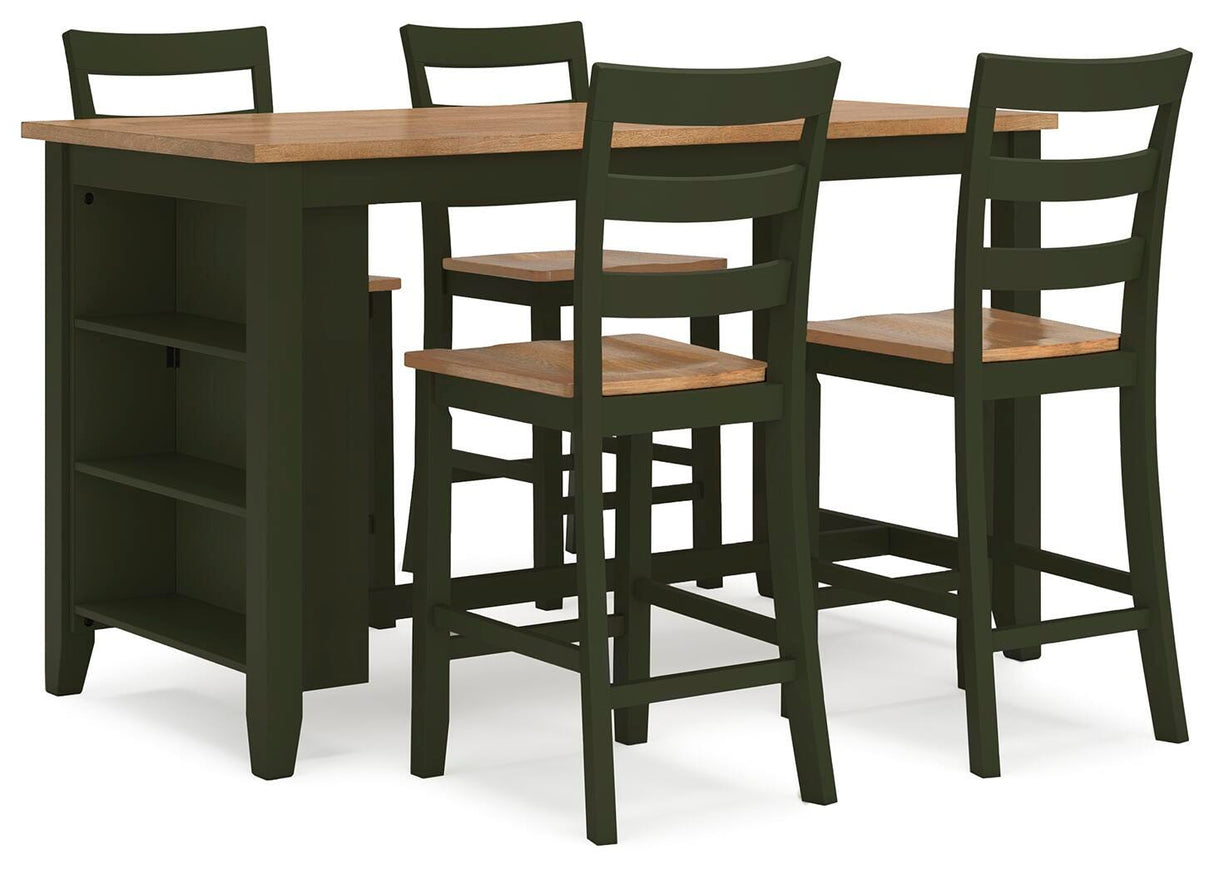 Gesthaven Counter Height Dining Table and 4 Barstools - D401D2