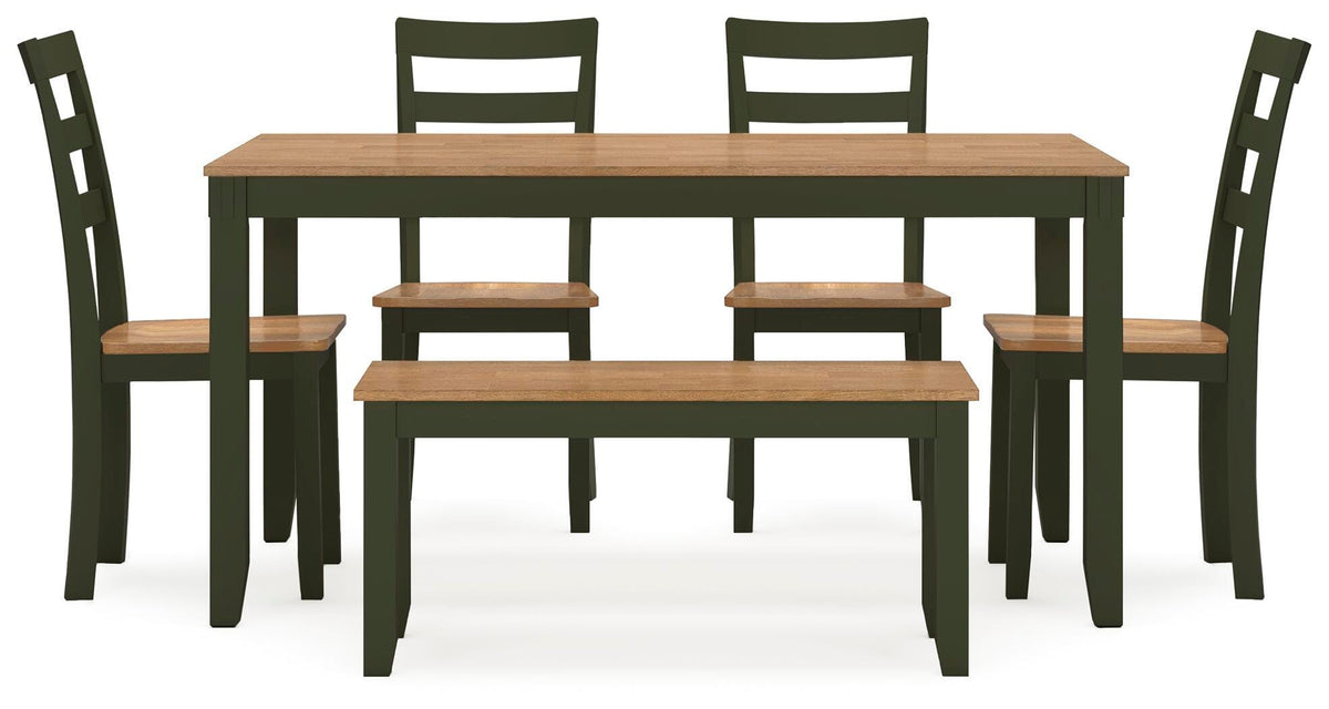 Gesthaven Dining Table with 4 Chairs and Bench (Set of 6) - D401-325