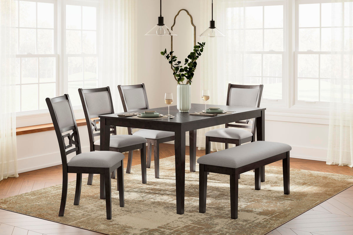 Langwest Dining Table and 4 Chairs and Bench (Set of 6) - D422-325