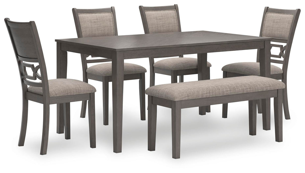 Wrenning Dining Table and 4 Chairs and Bench (Set of 6) - D425-325