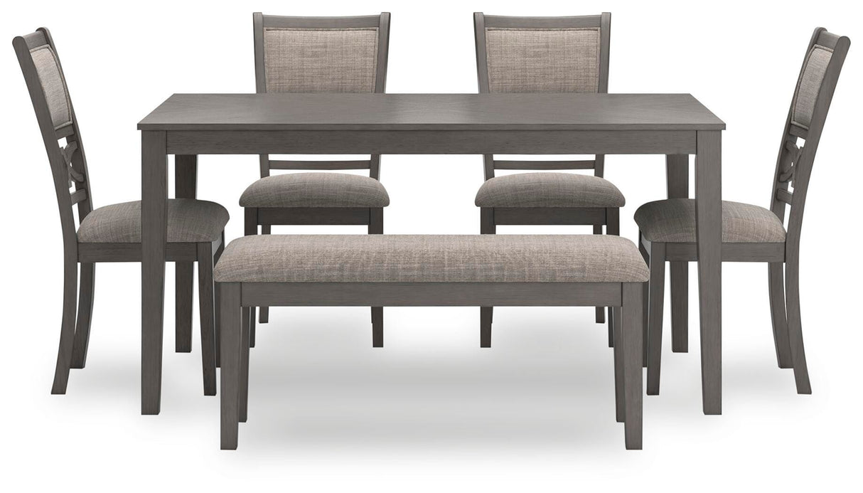 Wrenning Dining Table and 4 Chairs and Bench (Set of 6) - D425-325