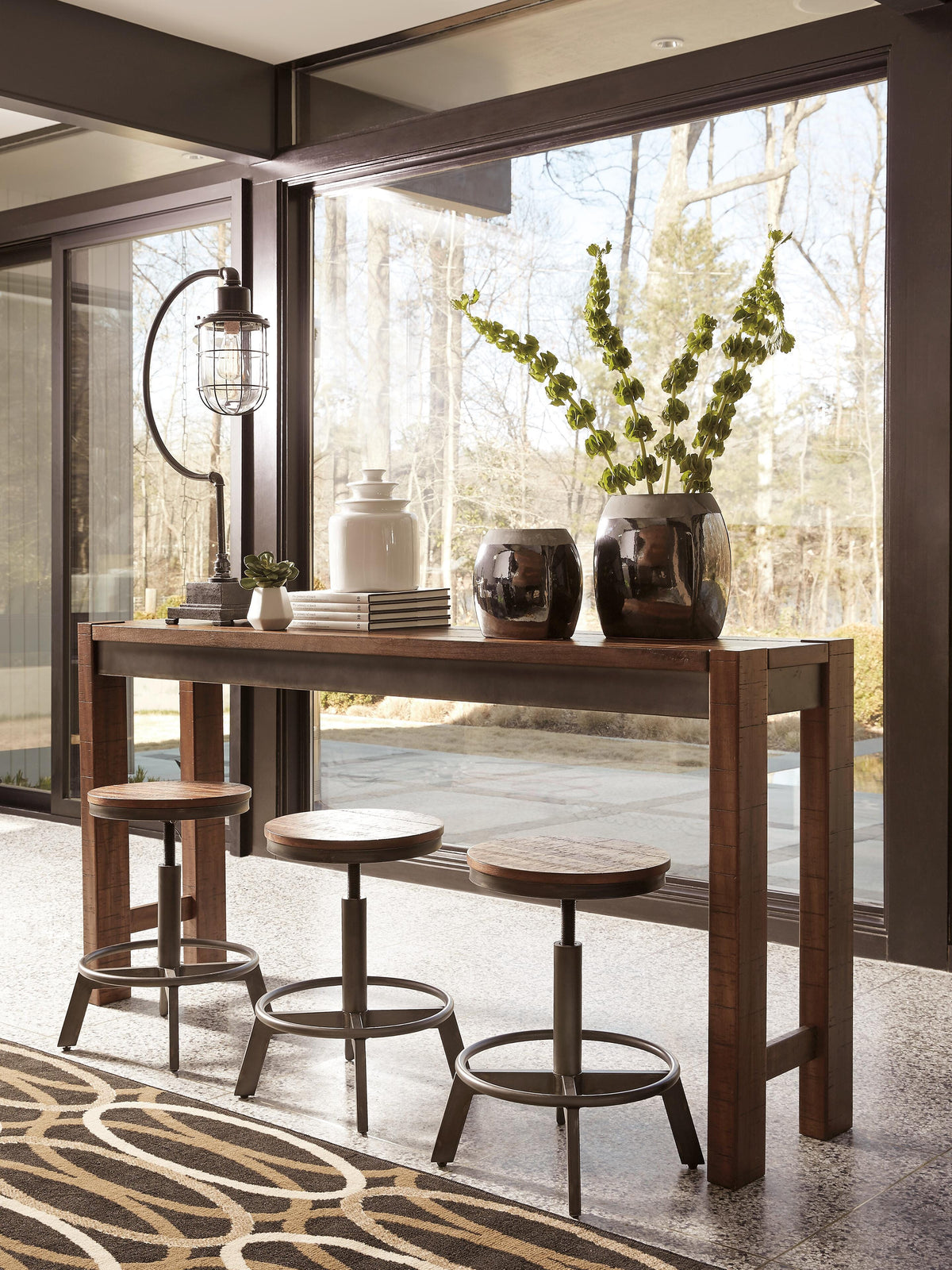 Torjin Counter Height Dining Table with 4 Barstools - D440D2