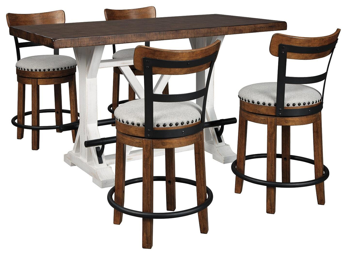 Valebeck Counter Height Dining Table and 4 Barstools - D546D5