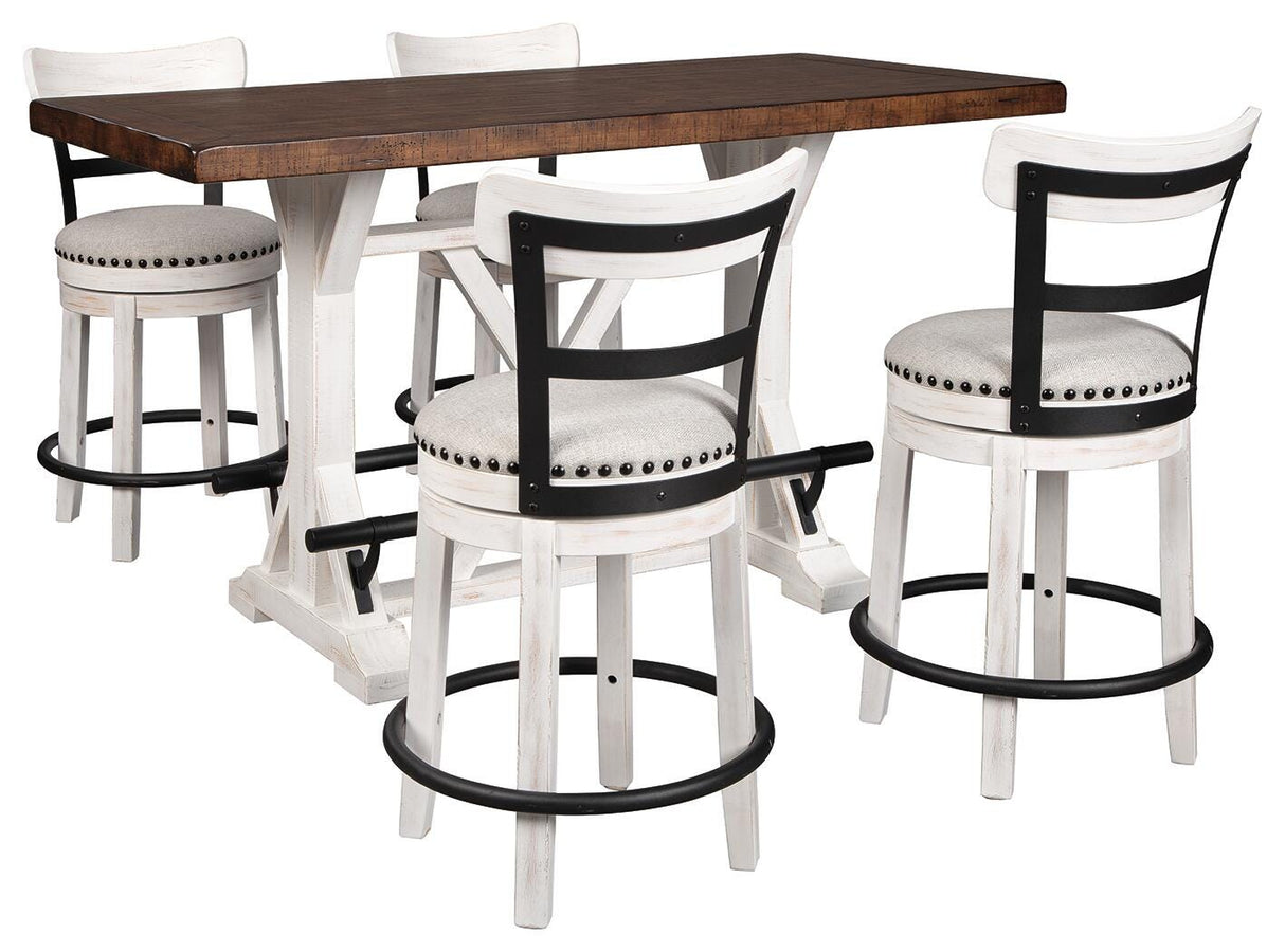 Valebeck Counter Height Dining Table and 4 Barstools - D546D4
