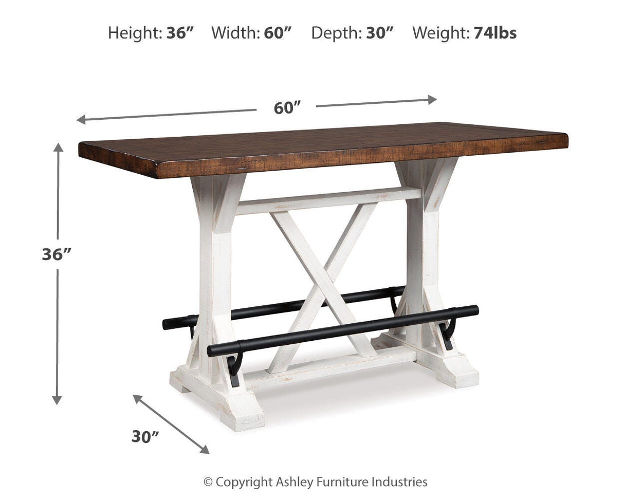 Valebeck Counter Height Dining Table and 4 Barstools - D546D4