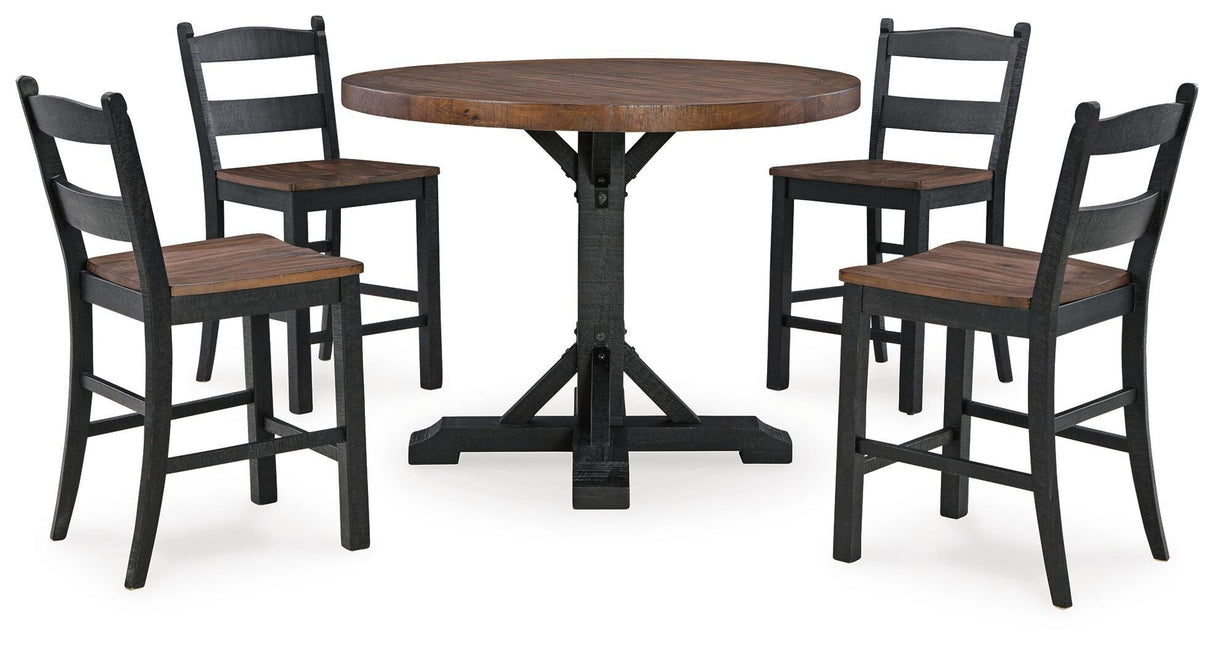 Valebeck Counter Height Dining Table and 4 Barstools - D546D20