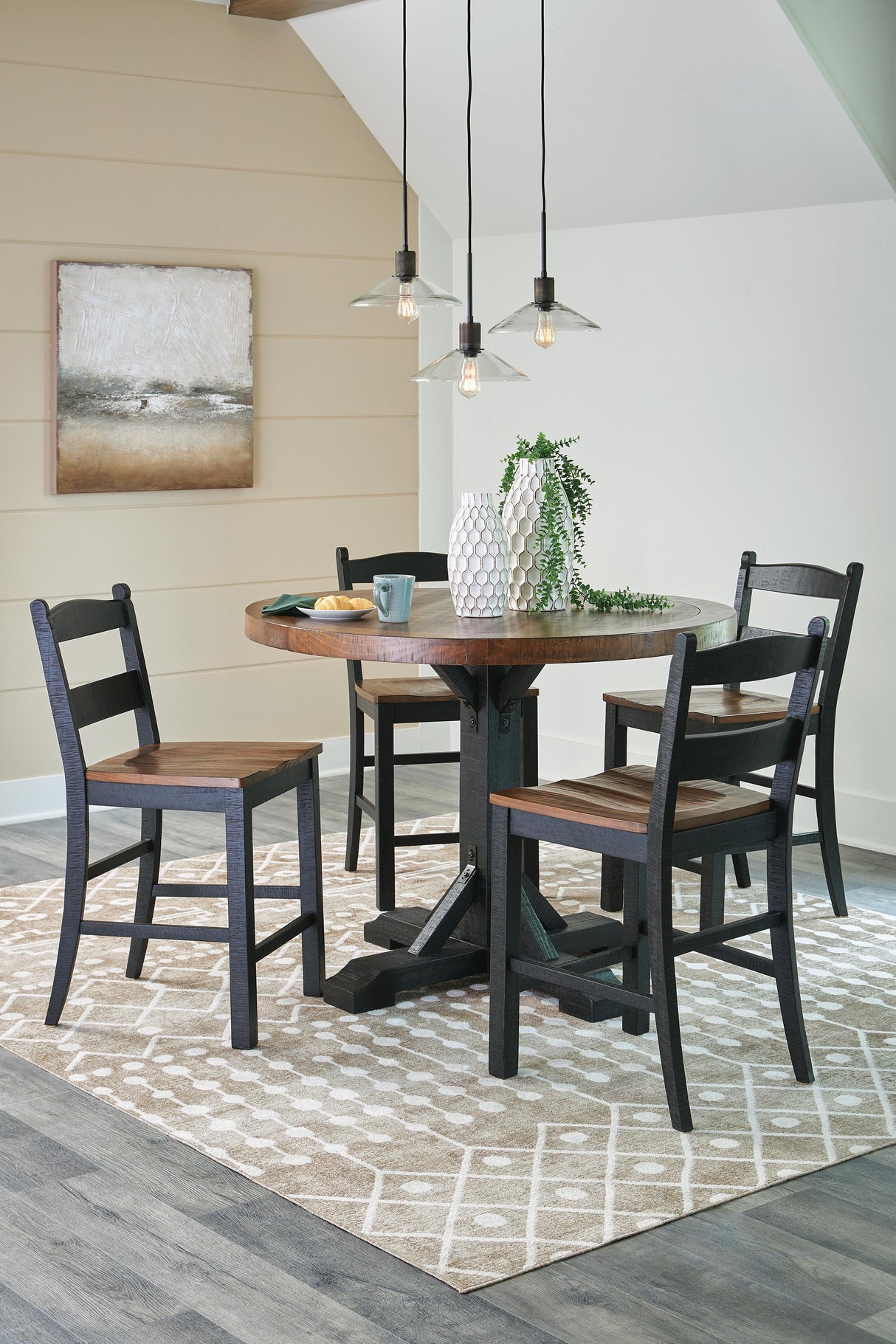Valebeck Counter Height Dining Table and 4 Barstools - D546D20