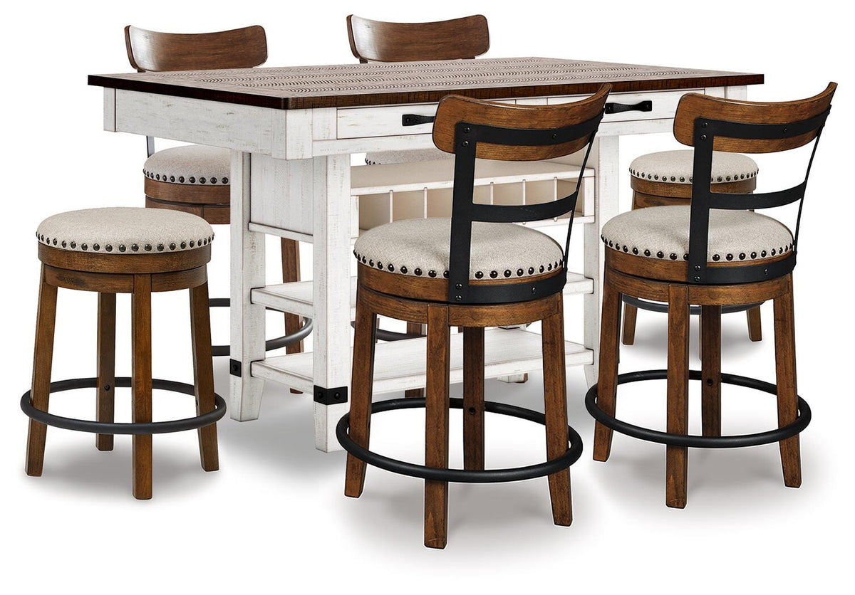 Valebeck Counter Height Dining Table and 6 Barstools - D546D36