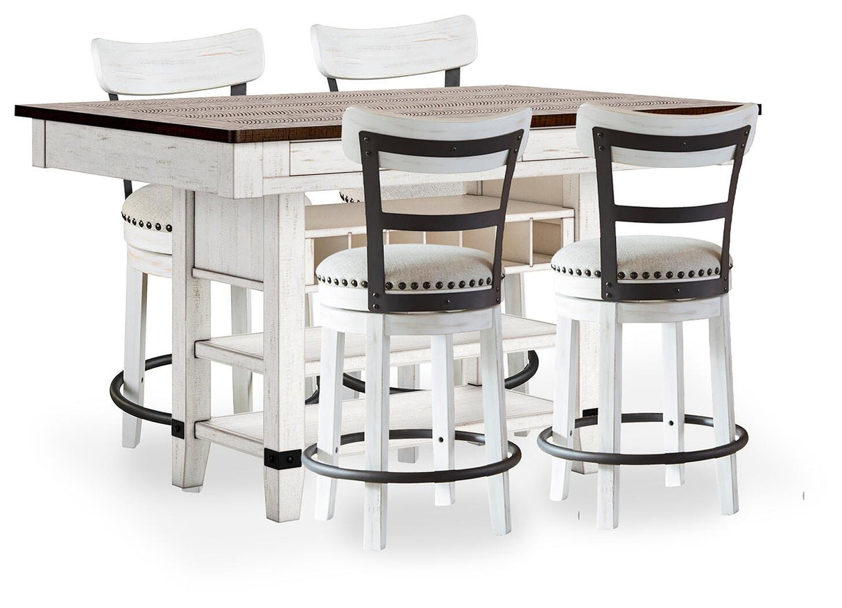 Valebeck Counter Height Dining Table and 4 Barstools - D546D14