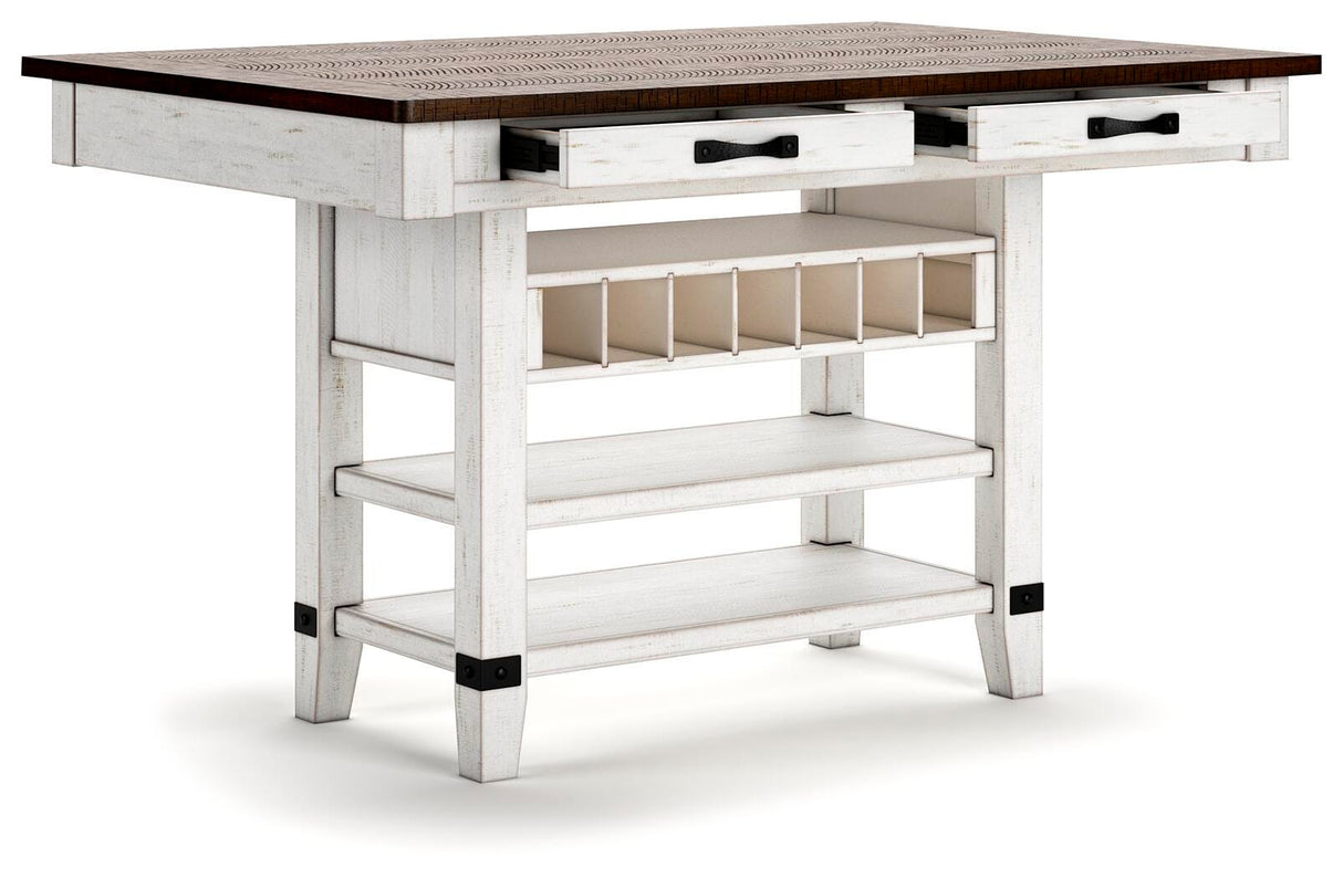 Valebeck Counter Height Dining Table and 4 Barstools - D546D10