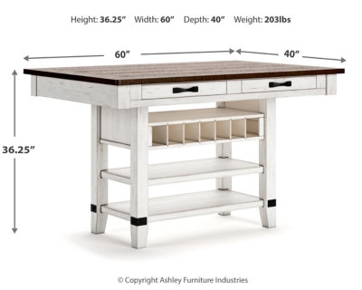 Valebeck Counter Height Dining Table and 6 Barstools - D546D33