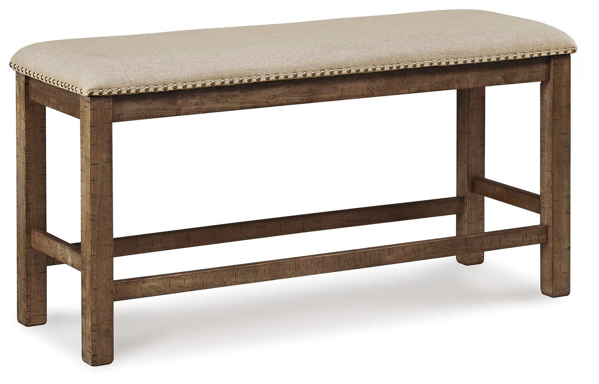 Moriville Counter Height Dining Table and 2 Barstools and Bench - D631D9