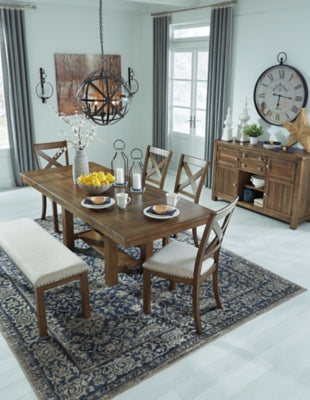 Moriville Dining Table and 4 Chairs and Bench - D631D6